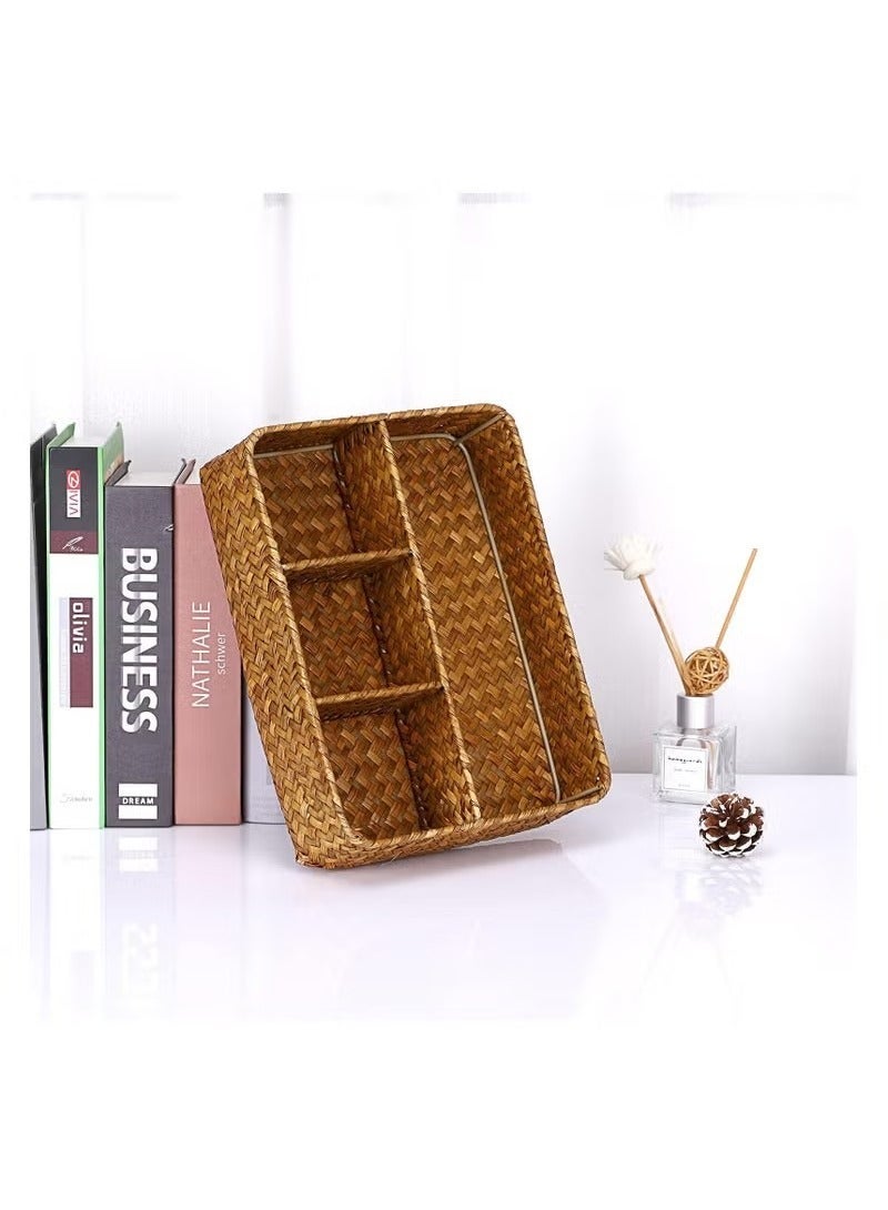 بيوينتي حامل أكياس الشاي وعلب السكر، منظِّم التوابل لمحطات القهوة، سلة خوص للتخزين، منظِّم سلة الخيزران المقسمة للدرج/الرف/طاولة المطبخ - Image 2